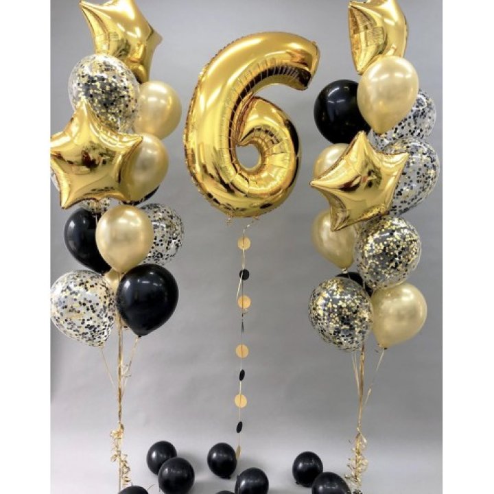 Цифра с фонтанами шаров  в Рыбинске