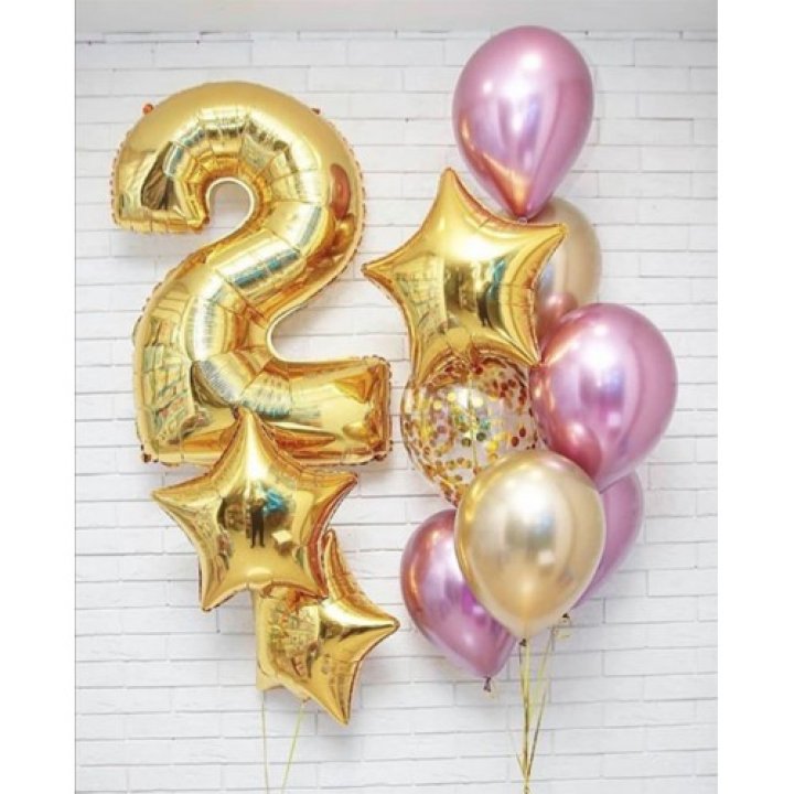 Цифра с фонтанами шаров  в Рыбинске