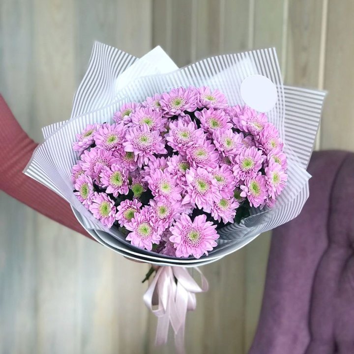 Букет розовых хризантем в Рыбинске