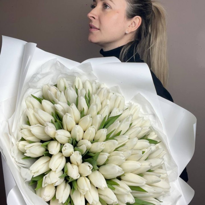 101 белый тюльпан №2 в Рыбинске