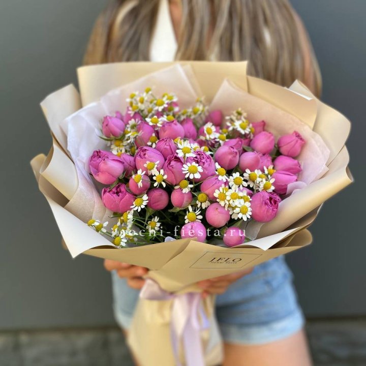 Дуобукет мисти с ромашками  в Рыбинске