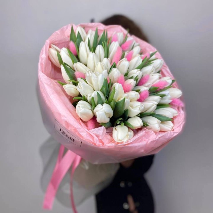 51 белый тюльпан "Рози" в Рыбинске