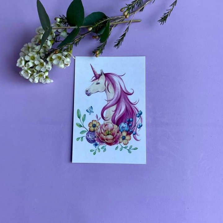 Открытка к букету "Единорог" в Рыбинске