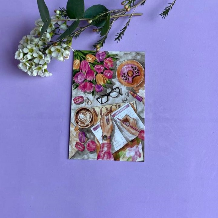 Открытка к букету "Леди на работе" в Рыбинске