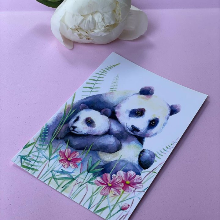 Открытка к букету "Объятие Панды" в Рыбинске