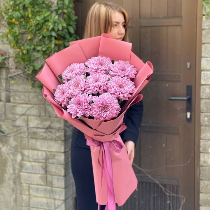 Букет хризантем розовый в Рыбинске
