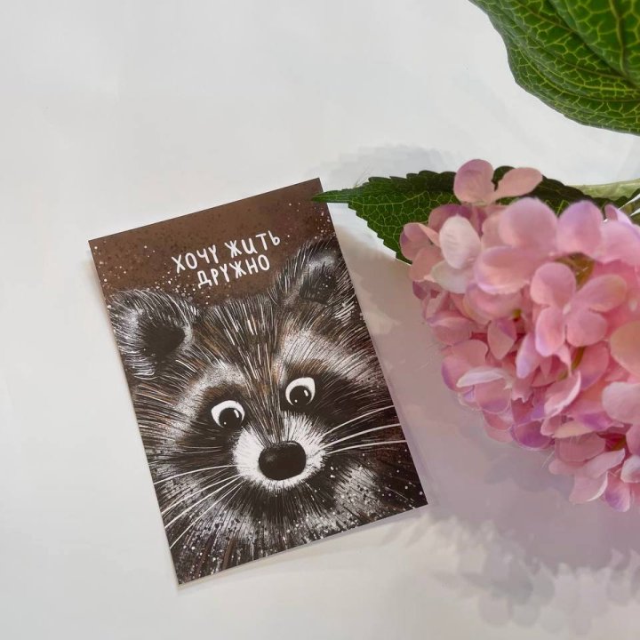 Открытка к букету "Енотик" в Рыбинске