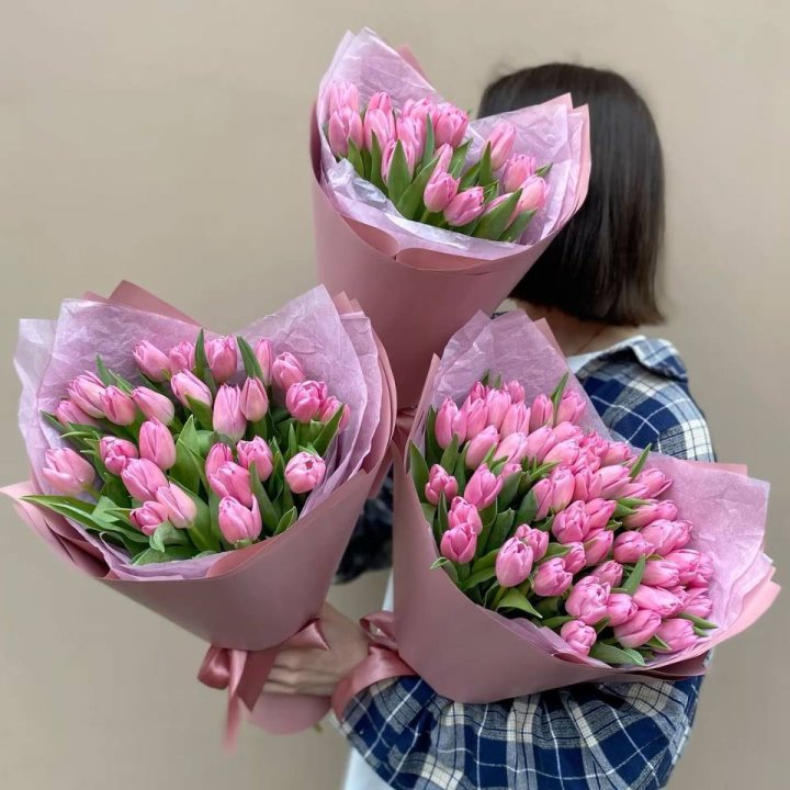 Букет розовых тюльпанов в Рыбинске