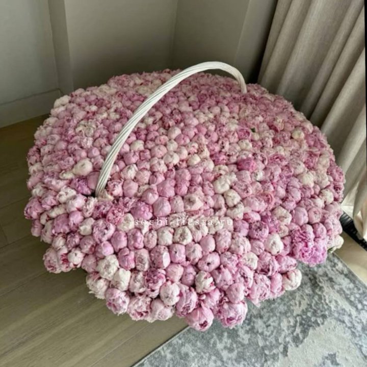 Корзина 555 пионов в Рыбинске