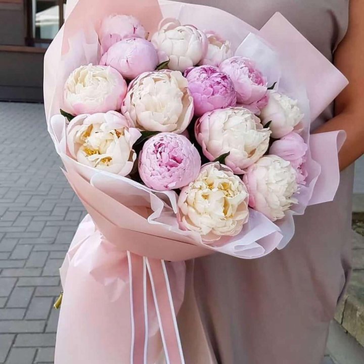 Букет пионов "Маршмелоу" в Рыбинске