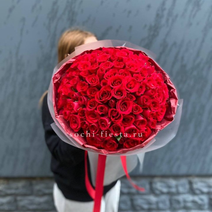 101  красная кенийская роза  в Рыбинске