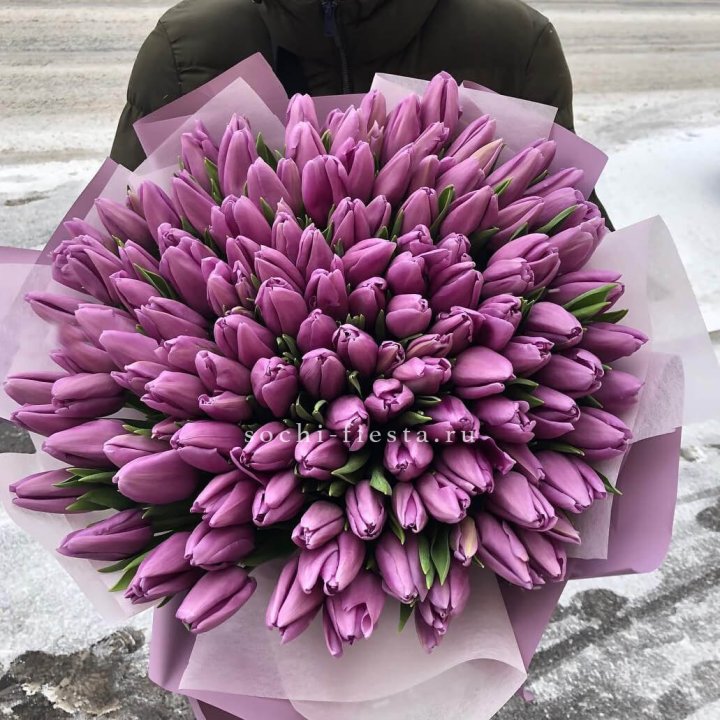 101 сиреневый тюльпан в Рыбинске