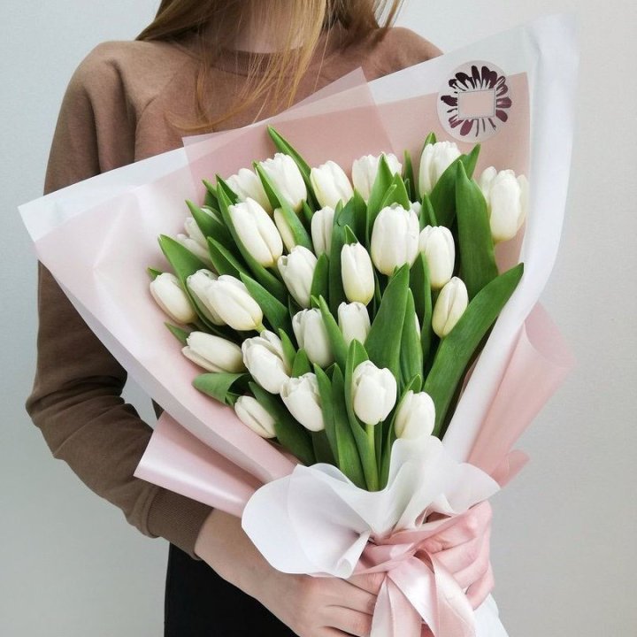 Букет белых тюльпанов "Моника" в Рыбинске