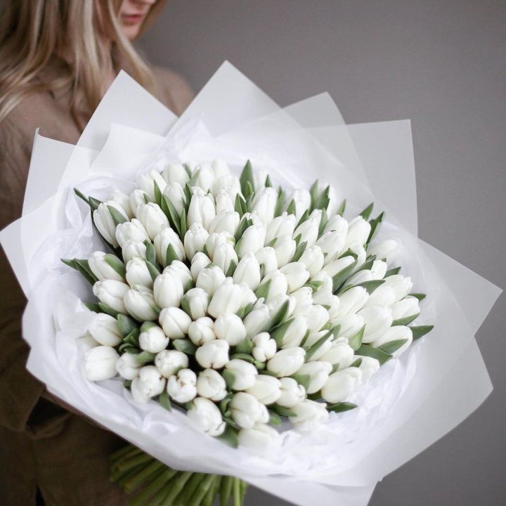 101 белый тюльпан в Рыбинске